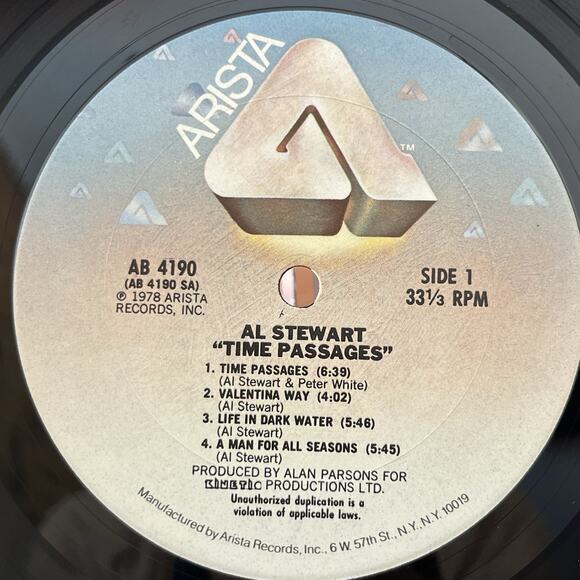 Al Stewart Time Passages Vinyl LP 1978 Arista AB 4190 - Picture 4 of 11